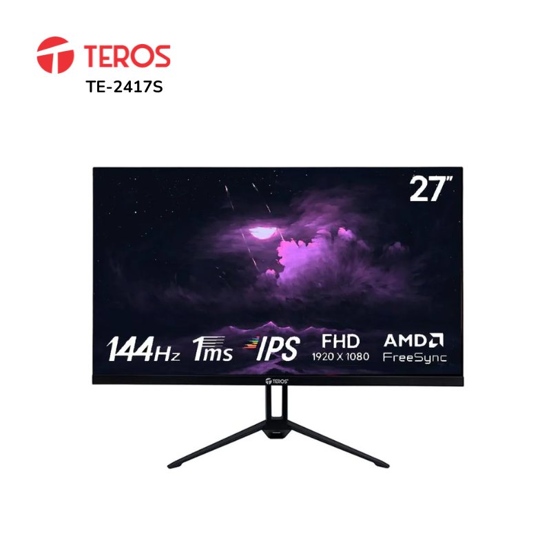Monitor Teros TE-2714S 27" FHD IPS 144Hz 1ms HDMI DP AUDIO OUT PARLANTES negro